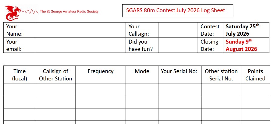 SGARS 80m Contest Log Sheet Image